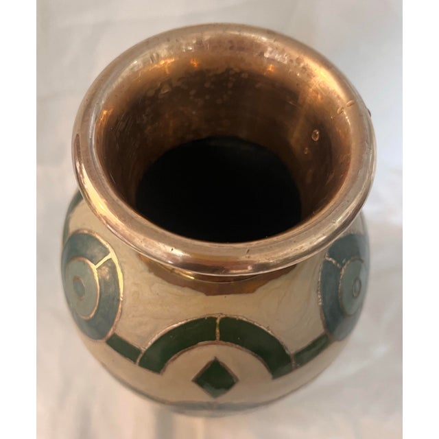 Modern Enamel & Brass Vase For Sale In Cincinnati - Image 6 of 7
