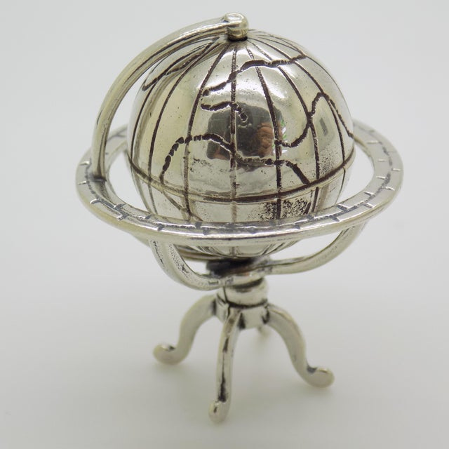 Vintage Italian Handmade Silver Spinning Globe Miniature, Tuscany, Arezzo, Italy, 1980s For Sale - Image 13 of 13