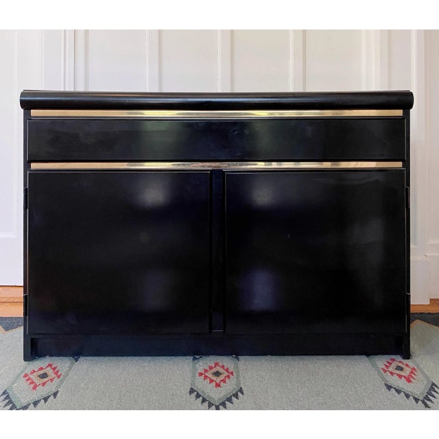 1970s Modern Broyhill Black Lacquer Sideboard For Sale - Image 9 of 9