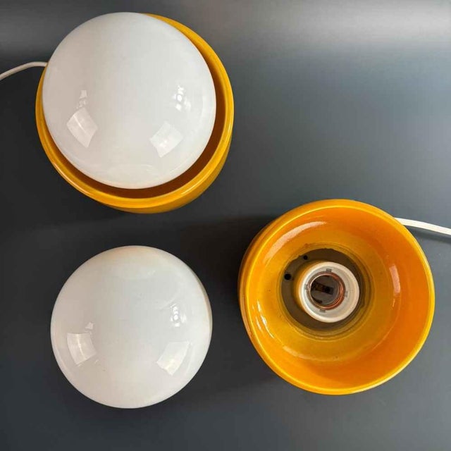Yellow Pop Art Ceramic Table Lamps by Traudl Brunnquell, 1977, Set of 2 For Sale - Image 6 of 12