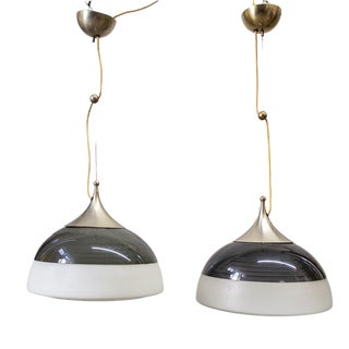 Model 1238 Pendant Lamp in Aluminum and Glass from Stilnovo, Italy, 1960s For Sale