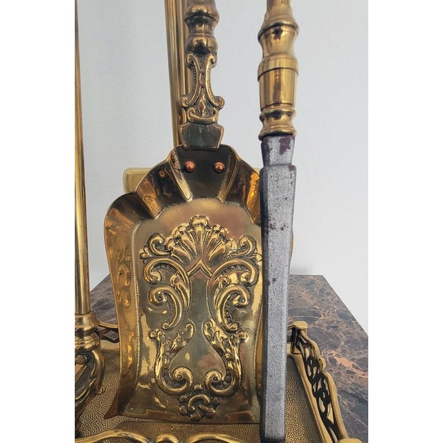 2000 - 2009 Italian Die-Cast Brass 5-Piece Fireplace Tool Set For Sale - Image 5 of 12