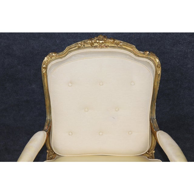 Pair 19th C. French Louis XV Style Giltwood Armchairs For Sale - Image 11 of 17