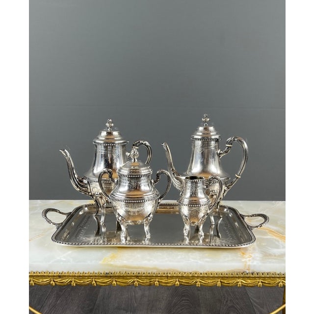 Late 19th Century Silver-Plated Metal Tea and Coffee Service, Set of 5 For Sale - Image 12 of 12