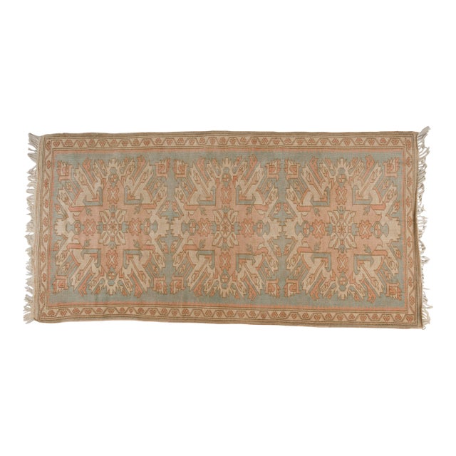 Mid 20th Century Muted Terracotta & Sage Medallion Rug For Sale