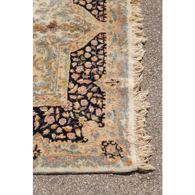 Vintage French Aubusson Hand Knotted Beige & Blue Wool Area Rug 5' X 8.5' For Sale - Image 6 of 12