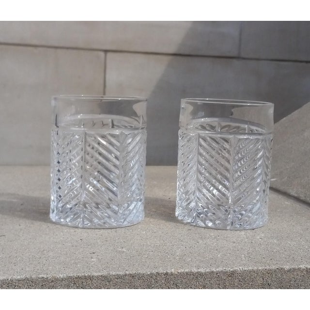 Stunning crystal prism=forming Herringbone Pattern from Ralph Lauren Crystal. These exemplars are acid marked en bas with...