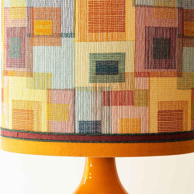 Orange Ceramic Floor or Table Lamp with Lampshade attributed to R. Houben, 1970s For Sale - Image 9 of 15