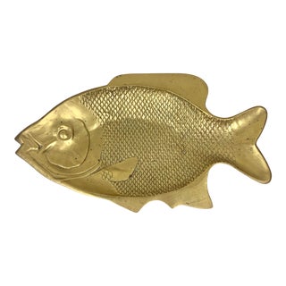 Vintage Large Brass Fish Tray For Sale