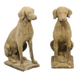 Mid 20th Century Pair of Stone Labrador Garden Statues For Sale