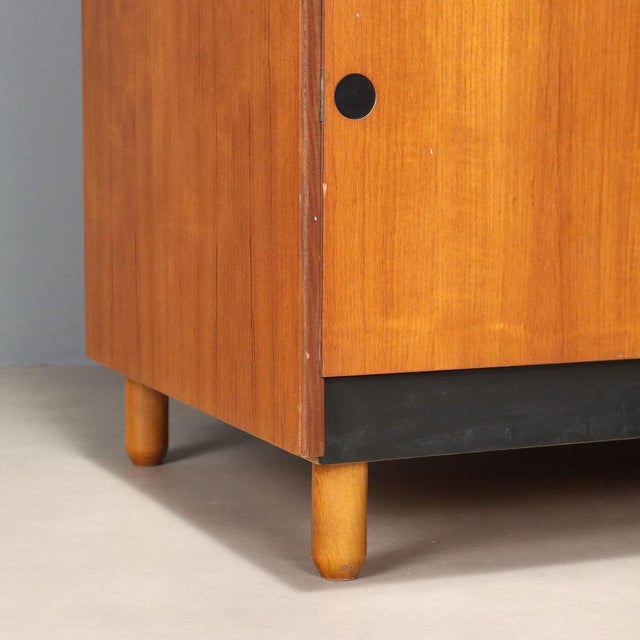 Brown Vintage Wardrobe in Painted Wood and Teak Veneer, 1960s For Sale - Image 8 of 11