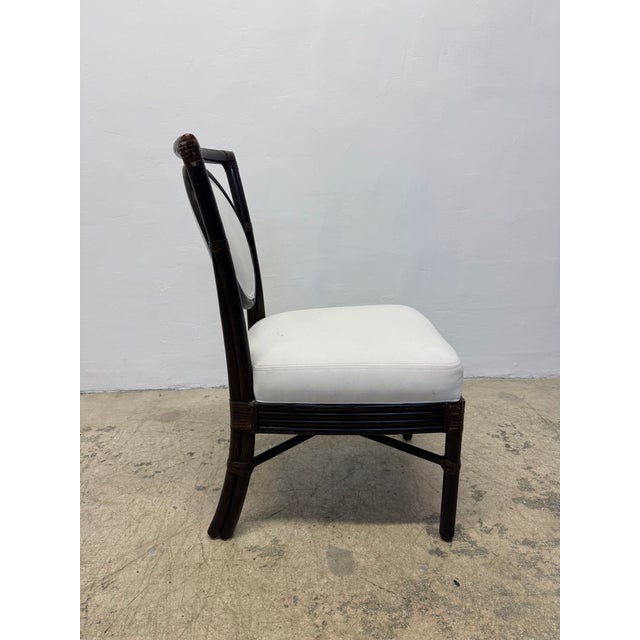 Mid-Century Modern McGuire Brown Leather Wrapped Bamboo Dining Chairs - Set of Six For Sale - Image 3 of 18