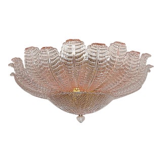 Rare Murano Pink Flower Ceiling Lamp | 24 Hand-Blown Glass Petals – Italian Lighting For Sale