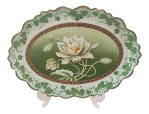 Hand Painted Embossed Gold Lotus Dresser Tray Vienna