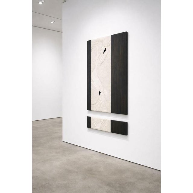 Black Diptyque Wall Sculpture in Wool and Metal by Tina Tictone For Sale - Image 8 of 9