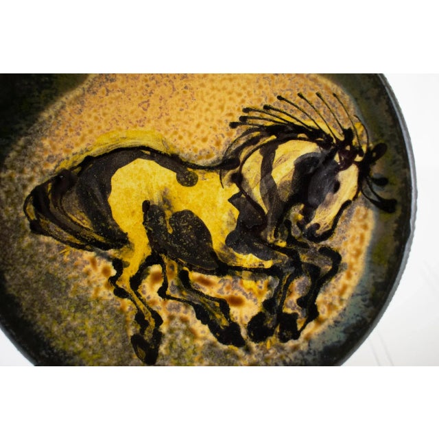 Ceramic Horse Themed Handmade Stoneware Plate by Morris Pottery For Sale - Image 7 of 12