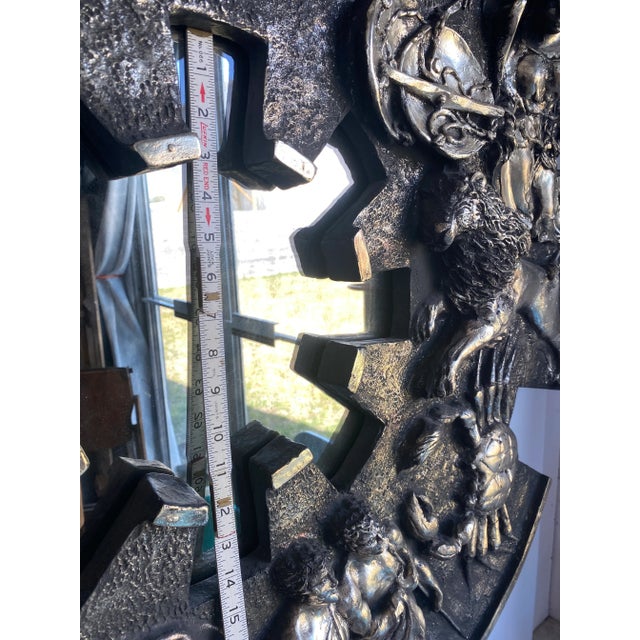 Finesse Originals Huge Vintage Mid-Century Brutalist Zodiac Mirror by Finesse Originals For Sale - Image 4 of 11
