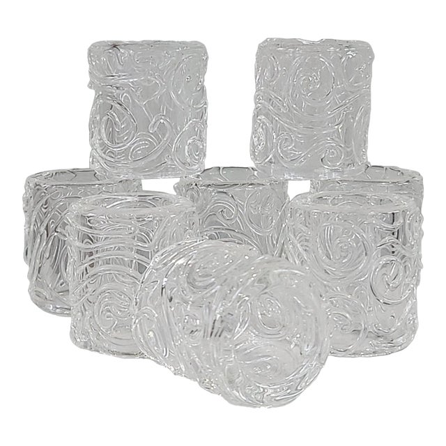 Vintage Glass Napkin Rings, Set of 8 For Sale