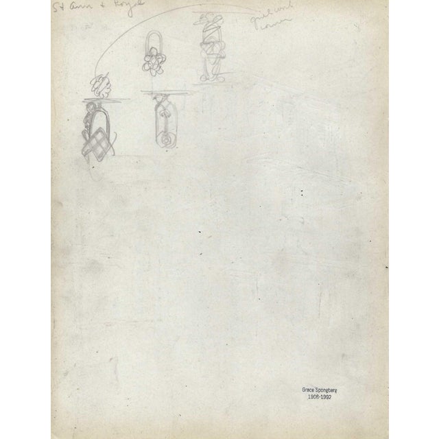 Mid-Century Modern 1940s Grace Spongberg New Orleans French Quarter Drawing For Sale - Image 3 of 3