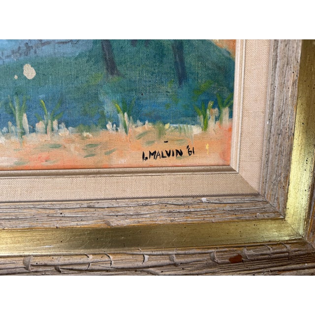 1960's I. Malvin Impressionist Landscape Oil Painting on Masonite Board - Framed For Sale - Image 11 of 12