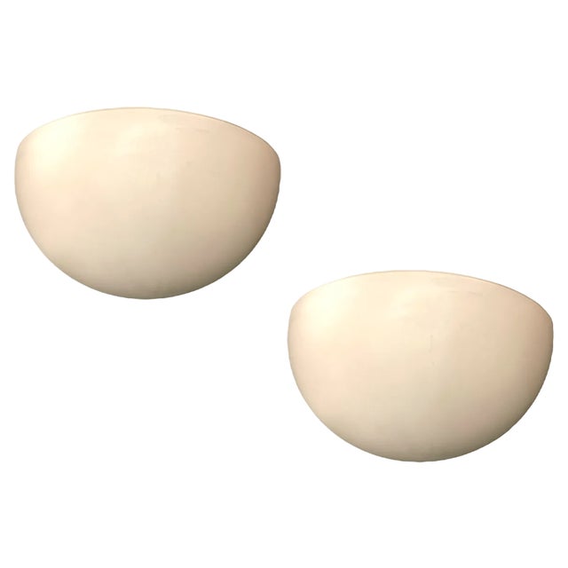 Large White Opaline Glass Sconces by Victoria, Italy, 1980s, Set of 2 For Sale