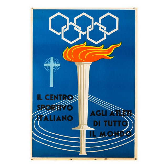 Italian Sports Center Original Lithograph by Corrado Mancioli, 1960 For Sale