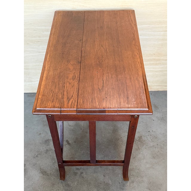 Late 19th Century Spanish Baroque Dark Walnut Work Side Table With Drawer, Restored For Sale - Image 13 of 15