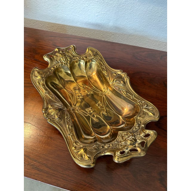 Antique German Art Nouveau Brass Decorative Tray C.1910’s For Sale - Image 10 of 10