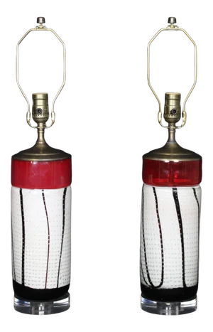Mid 20th Century F. Fabbian Style Murano Lamps - a Pair