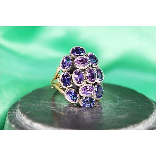 Gold and Silver Ring with Twelve Amethysts Inlaid For Sale - Image 10 of 10