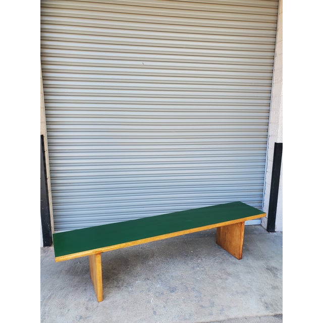 Vintage mid 70s solid oak long bench. The bench has a very simple minimalist design, making ideal for a mid-century home...