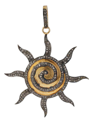 Antique-Inspired Spiral Sun Diamond Pendant in Sterling Silver