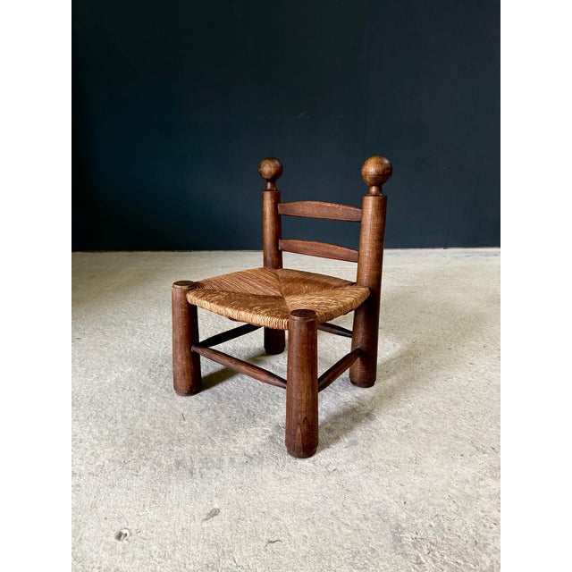 French Provincial Brutalist Low Stool by Charles Dudouyt, 1940s For Sale - Image 3 of 15