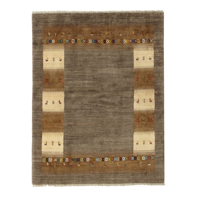 Vintage Hand-Knotted Persian Lori Gabbeh Rug 5'0" X 6'5" For Sale
