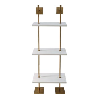 Marais 3-Tier White & Aged Brass Shelf 24"W For Sale