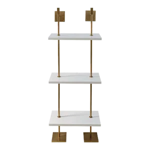Marais 3-Tier White & Aged Brass Shelf 24"W