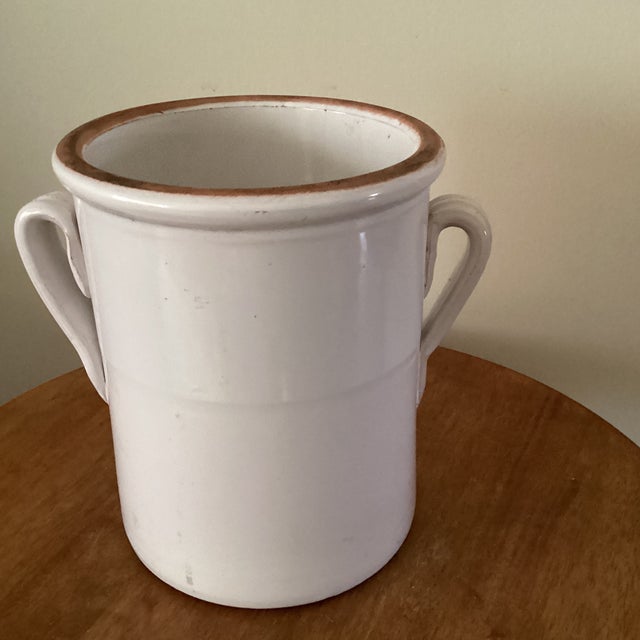 Antique Rustic Ceramic European Glazed Stoneware Confit Pot/ Urn With Handles For Sale - Image 9 of 12
