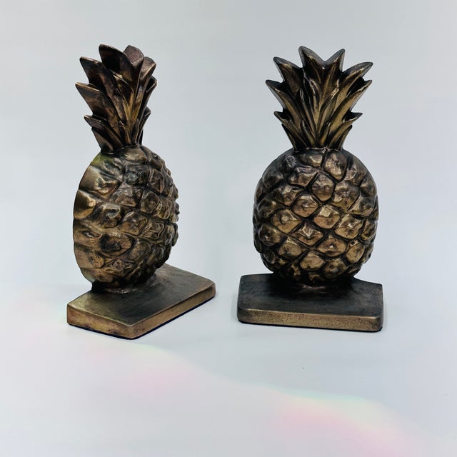 Mid 20th Century Brass Pineapple Bookends Set of 2 For Sale - Image 12 of 18