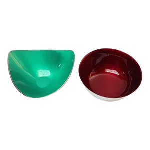 Set of Two Mid-Century Reed and Barton "Color Clad" Green and Ruby Red Silver-Plated Bowls