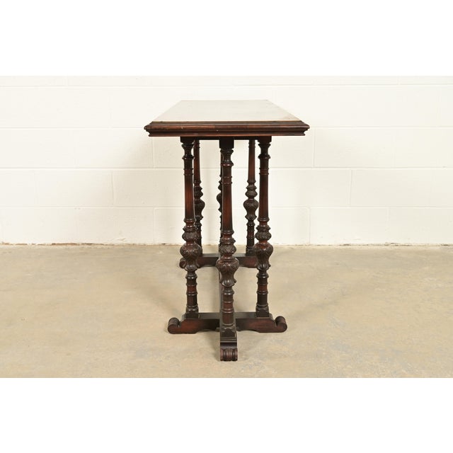 Berkey & Gay Style Antique English Jacobean Carved Walnut Console Table or Server, Circa 1920s For Sale - Image 9 of 10