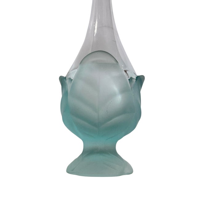 1960s The Retro Bloom: A Mid-Century Modern Classic Aquamarine Bud Vase by Viking Glass For Sale - Image 11 of 13