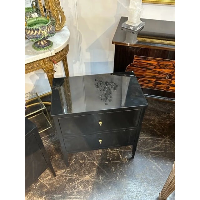 Pair of Directoire Style Piano Black Side Tables For Sale - Image 4 of 6