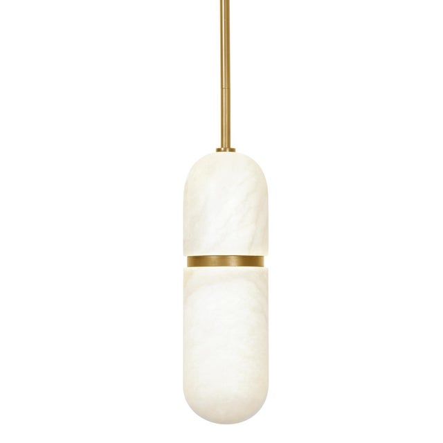Salon Alabaster Pendant, Natural Brass For Sale - Image 4 of 6