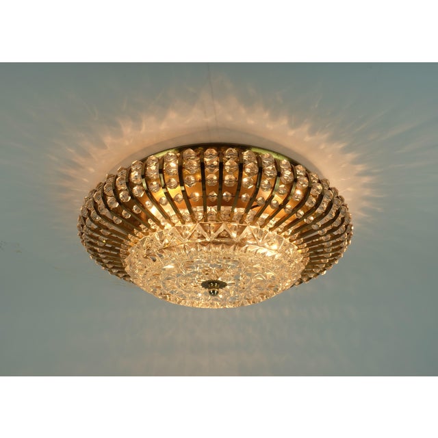 Gold Mid-Century Hollywood Regency Ceiling Lamp in Brass and Glass, 1960s For Sale - Image 8 of 15