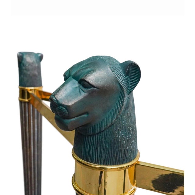 1980’s Art Deco Style Bronze and Brass Panther Head Accent Table, Made in Italy For Sale In Savannah - Image 6 of 12