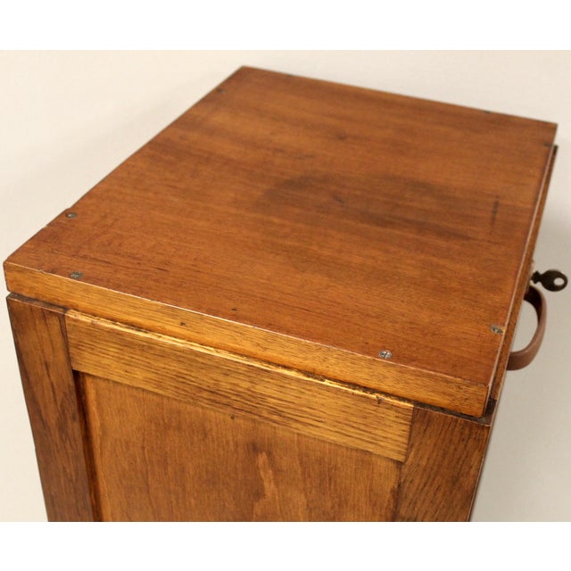 Brown Vintage Filing Cabinet in Oak, 1930s For Sale - Image 8 of 11