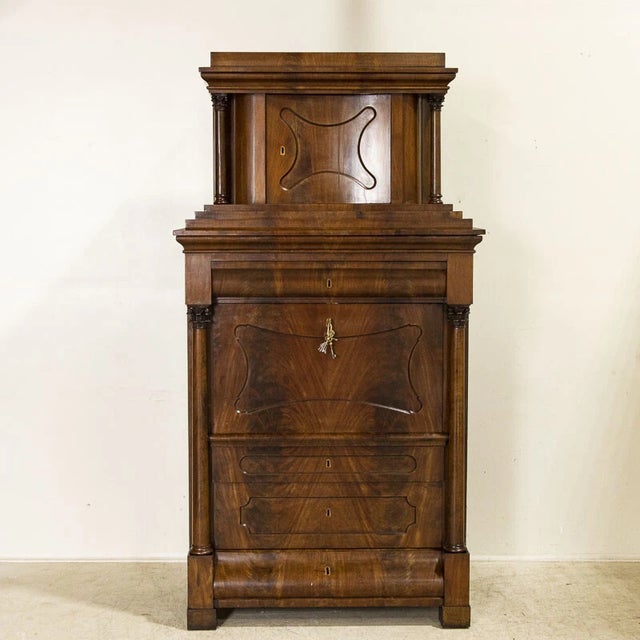 Antique Early 20th Century Mahogany Biedermeier Drop Front Secretary Desk From G For Sale - Image 4 of 10