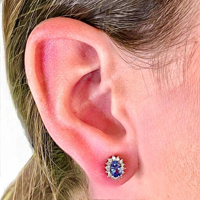 Natural Sapphire Diamond Earrings 14k White Gold 1.68 TCW Certified For Sale - Image 15 of 15