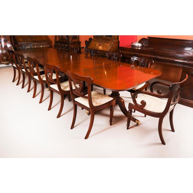 Antique Regency Revival Triple Pillar Dining Table Whytock & Reid 20th Century, 1890s For Sale - Image 4 of 17