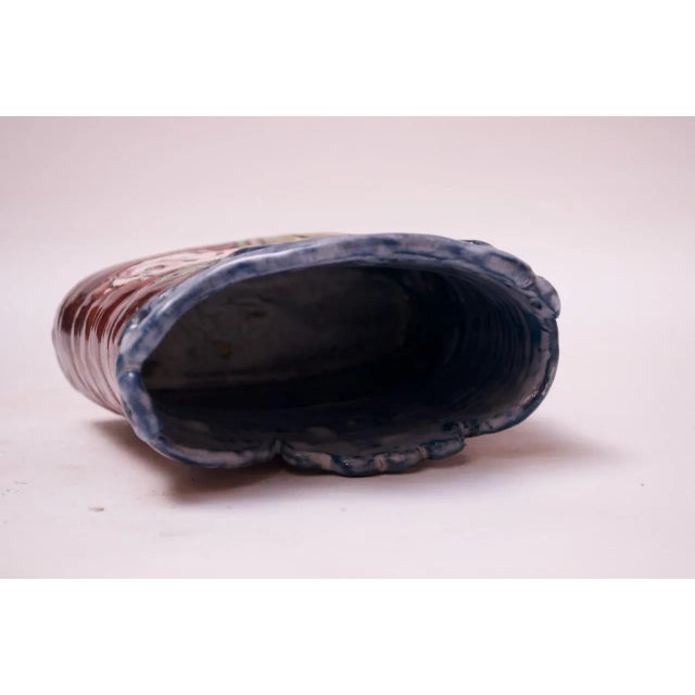 Midcentury Studio Terracotta Floral Vase Signed For Sale In New York - Image 6 of 12